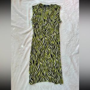 Funky Pattern Green Black and White Dress